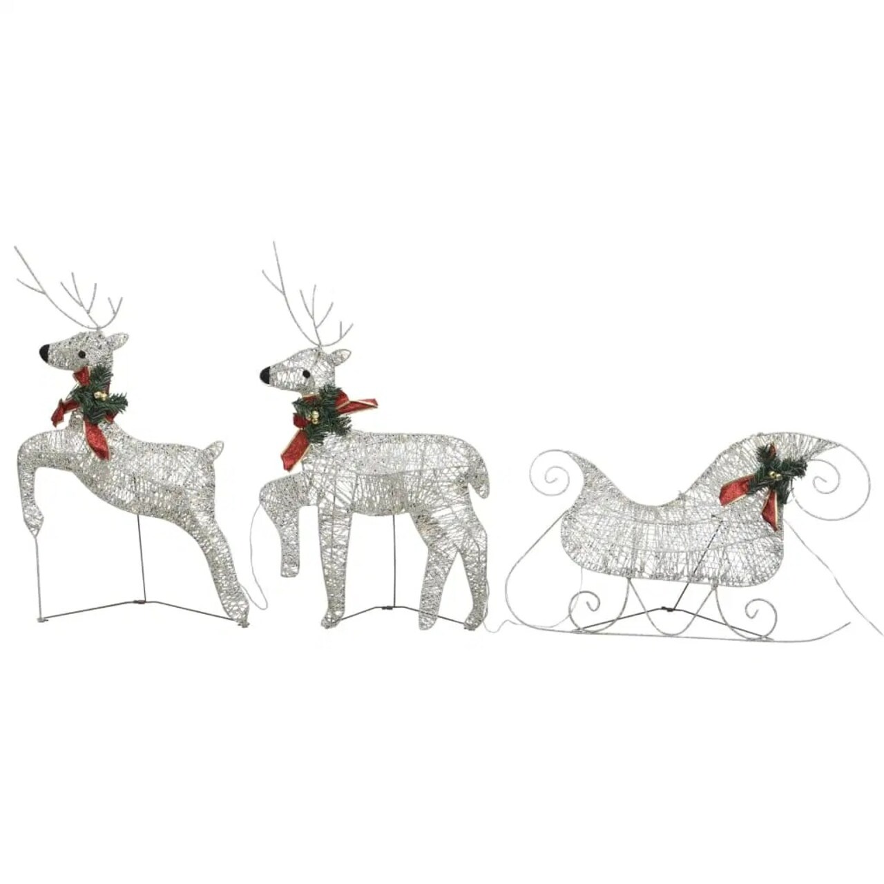 Outdoor Gold Christmas Decoration with 60 LEDs - Reindeer & Sleigh